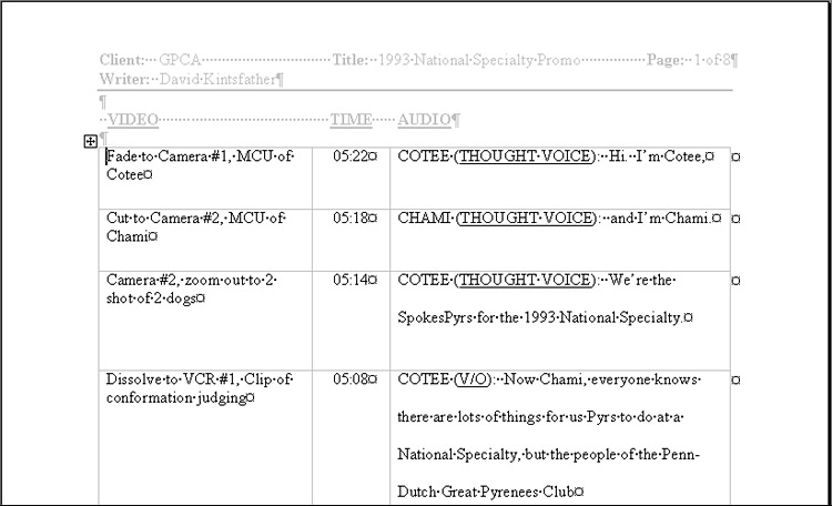 two column script template