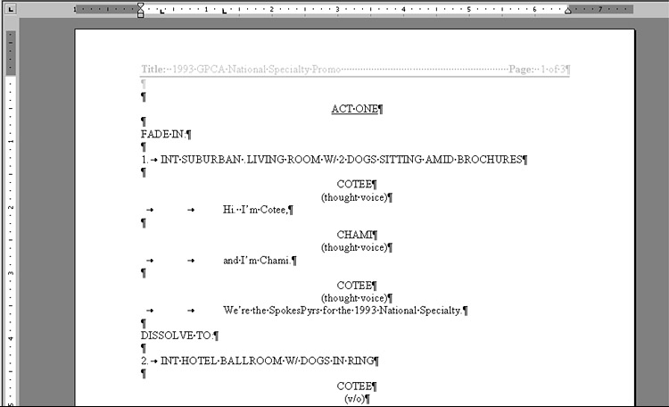 Microsoft Word Screenplay Template